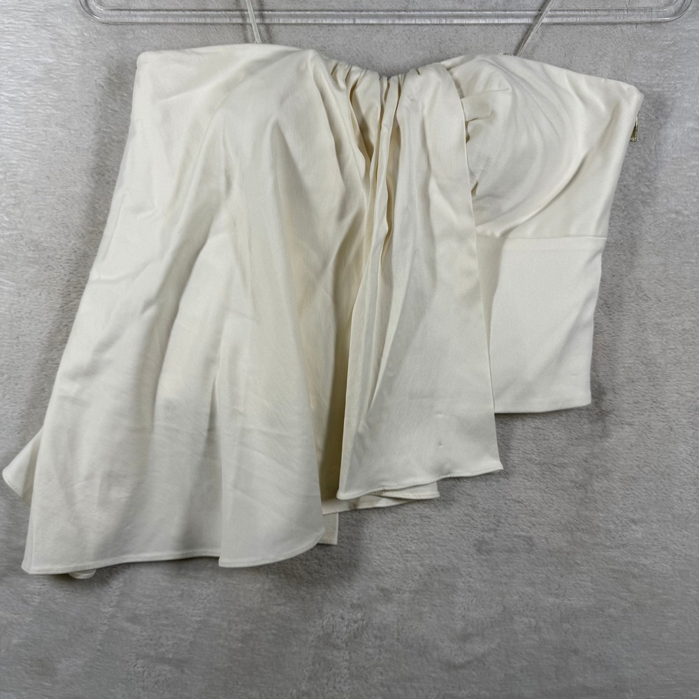AiiFOS Alix Off White Strapless Asymmetrical Draped Crop Top Womens XS NWT
